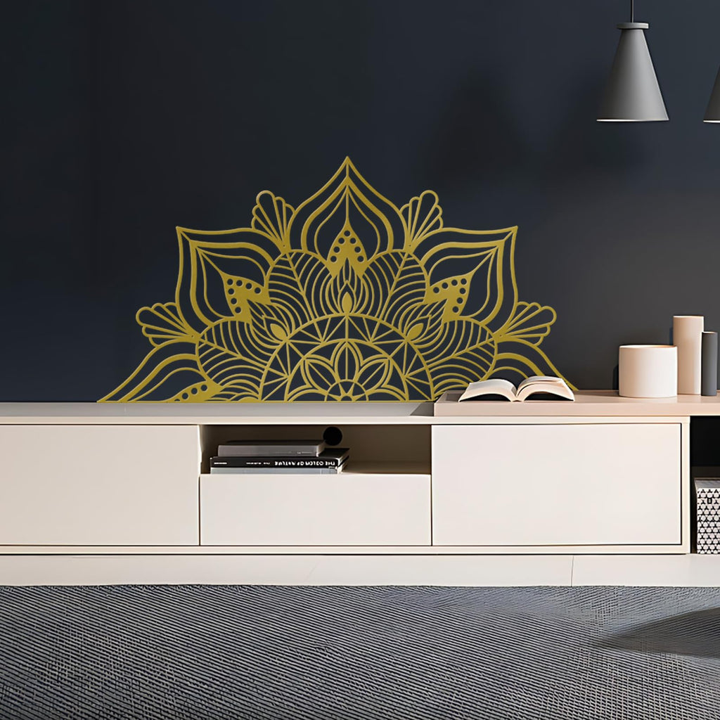 Gold Half Mandala Lotus Large Metal Wall Decor