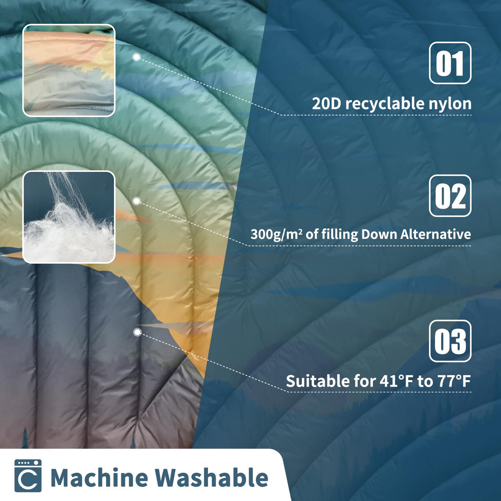 Puffy Camping Blanket, Large Camp Blanket Outdoor Camping Quilt