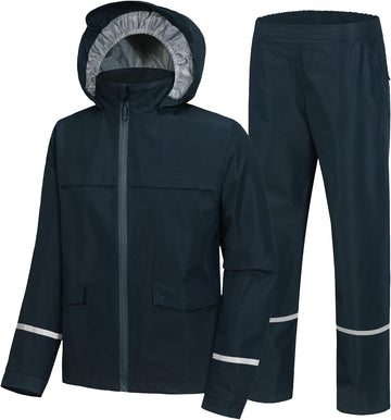 Kids Rain Suit Gear Boys Youth Rain Jacket and Pant Set