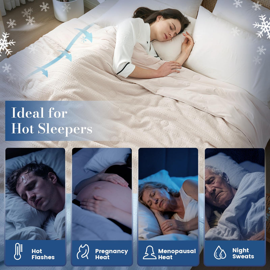 Waffle Cooling Comforter Queen for Hot Sleepers, Beige