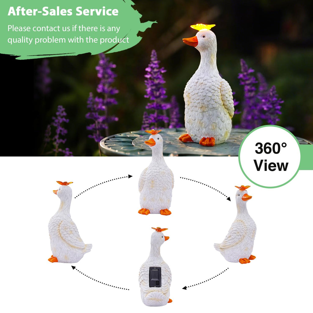 Garden Goose with Solar Butterfly Statue