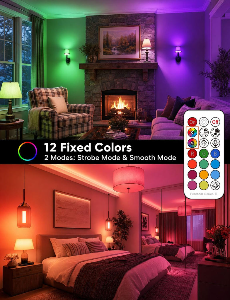 E12 LED Light Bulbs (40w Equivalent) 5W, Color Changing RGB, A15 Small Base Candelabra Round Light Bulb, Candle Base