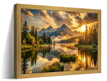 Framed Canvas Wall Art 16x24 Inch, Vintage Landscape Wall Art Decor, Countryside Farmhouse Sunset Landscape Wall