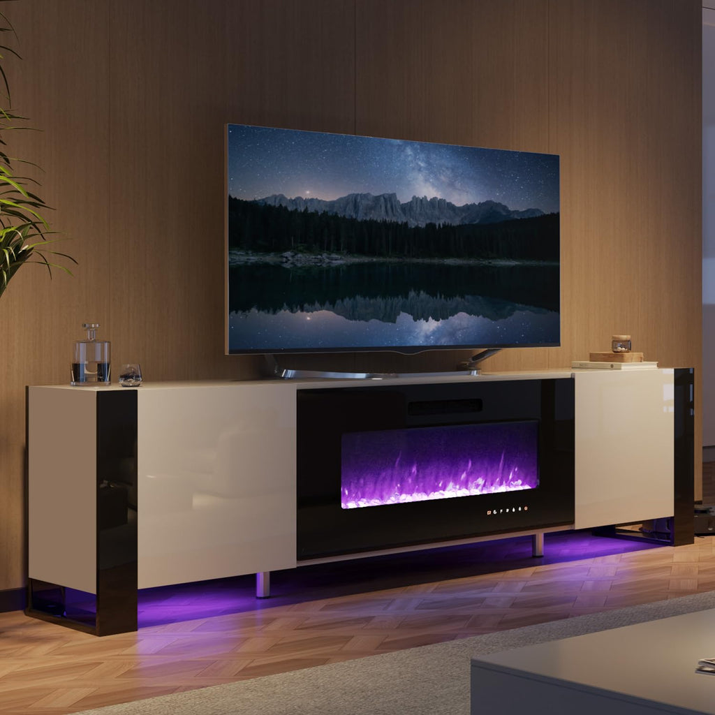 70" Modern with 36" Electric Fireplace
