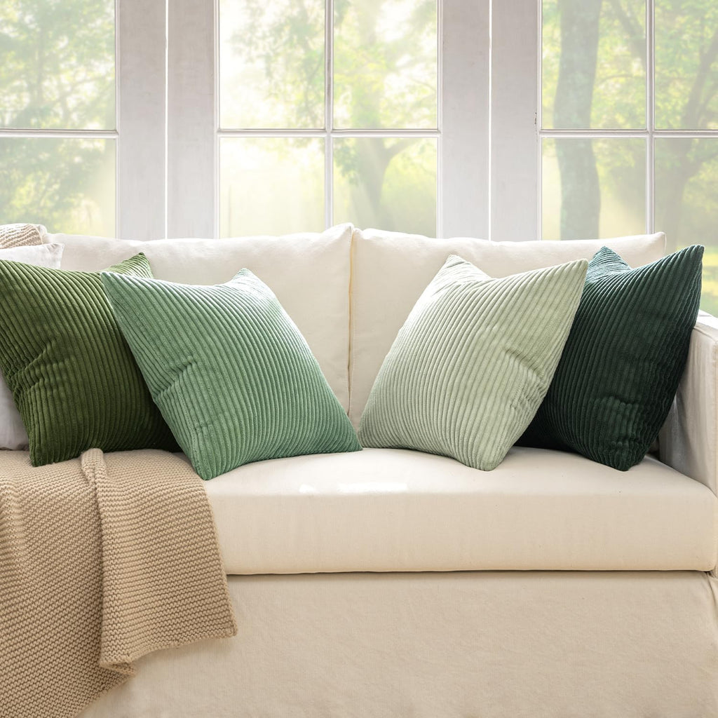 Soft Corduroy Decorative Throw Pillow Covers Forest Green 24x24