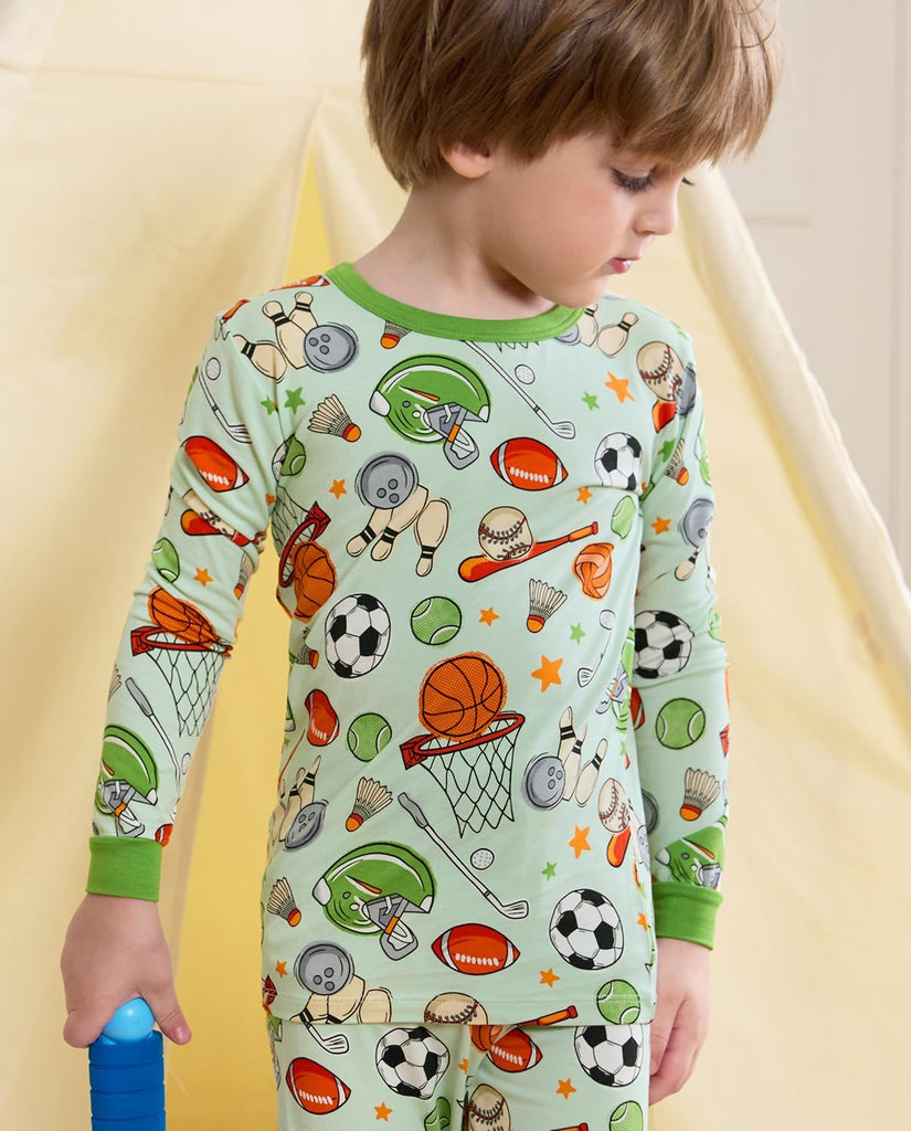 Bamboo Viscose Toddler Kids Pajamas Set, Long Sleeve Boys
