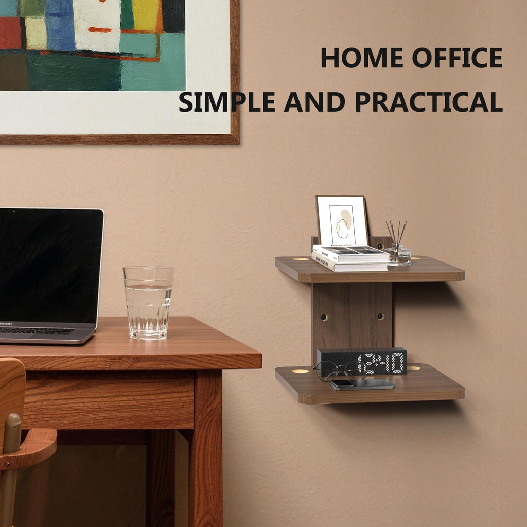 2 Tier Floating TV Wall Shelf for Projector, DVD Player
