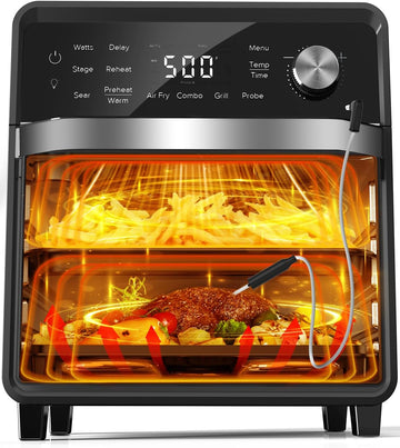 Plug-In Grill Air Fryer Oven Combo w/Sheath Heaters, Authentic Char Flavor, 2026 New Convection Syst