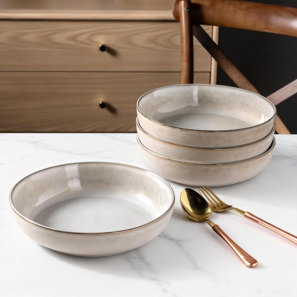 8.75'' Large Ceramic Pasta Bowls, 38oz Stoneware Pasta Serving Bowls Set of 4, Wide Bowls