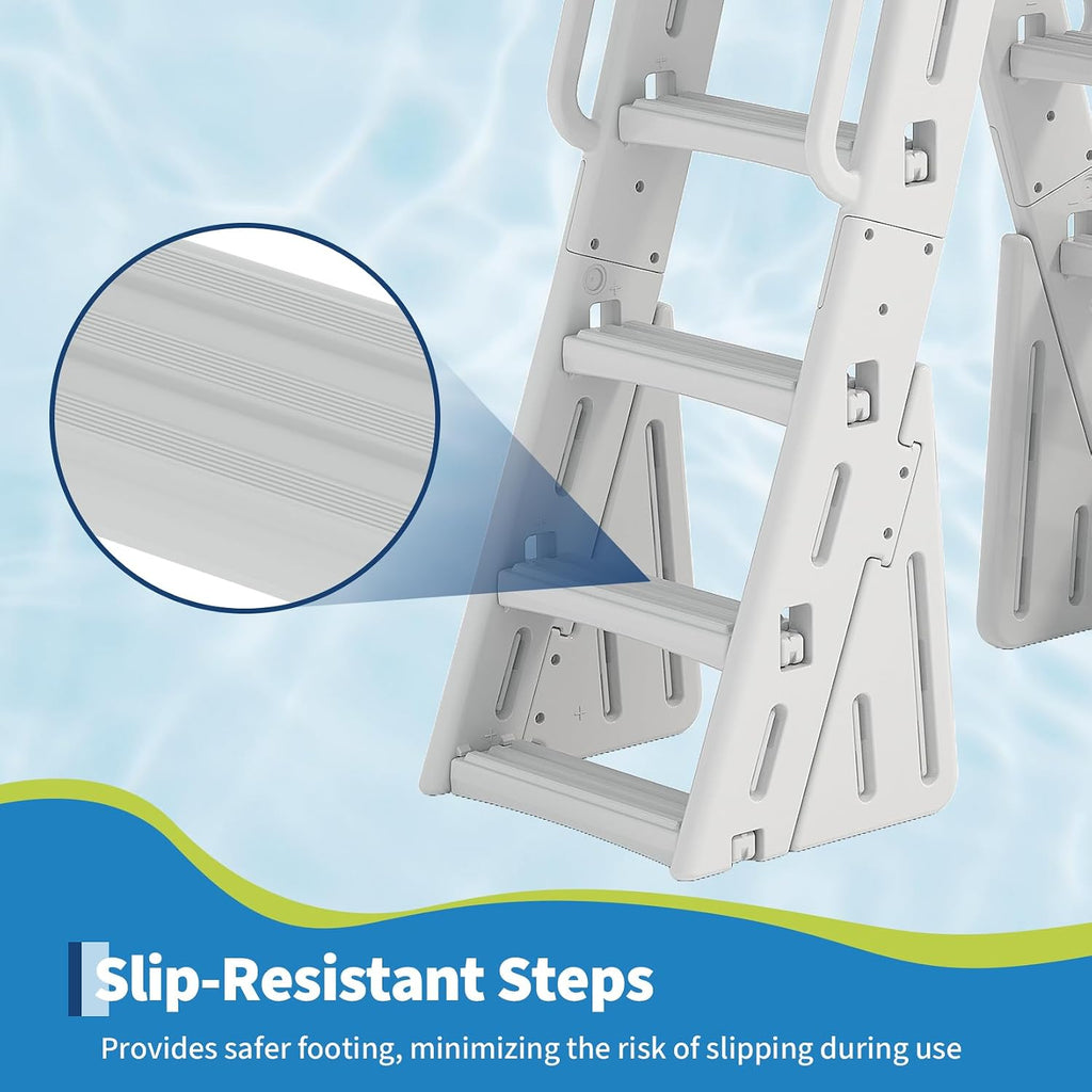 A-Frame Above Ground Pool Ladder, Fits 48-56 Inch Above Ground Pools | HDPE Entry Stairs, with Non-Slip Steps