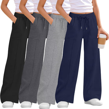 4 Packs Girls' Wide Leg Sweatpants