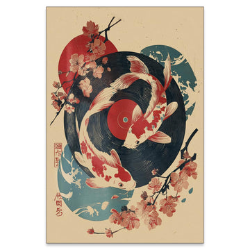 Japanese Canvas Wall Vintage Koi Fish Posters Modern Vinyl Music Print Funny Tokyo Cherry Pictures Oriental Animal