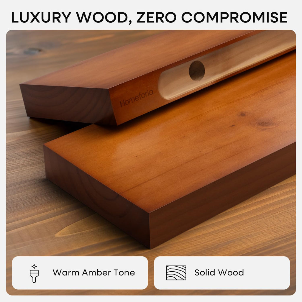 48 Inch Floating Shelves, High-End Solid Pine Wood, Set of 2
