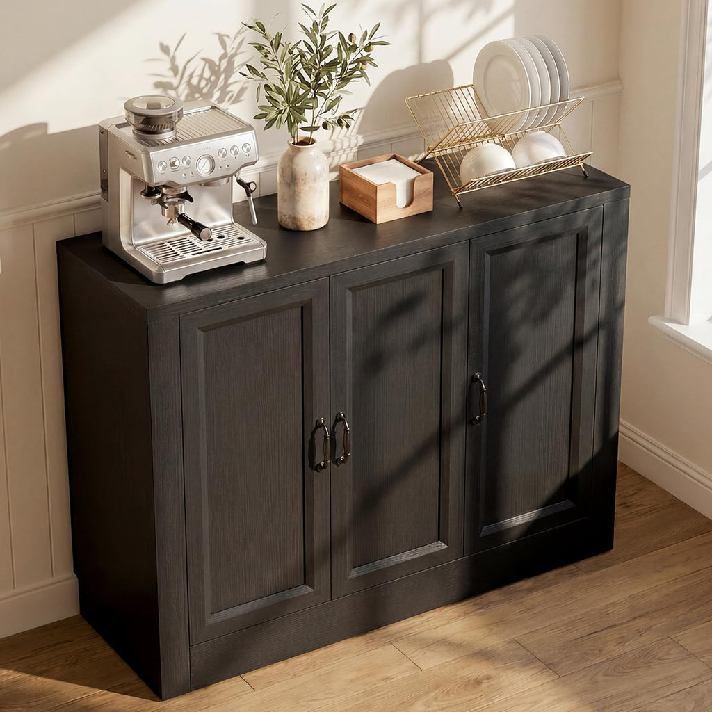 39" Modular Buffet Sideboard Cabinet, Expandable Storage Cabinet System, 3-Door Coffee Bar Cabinet with Adjustable