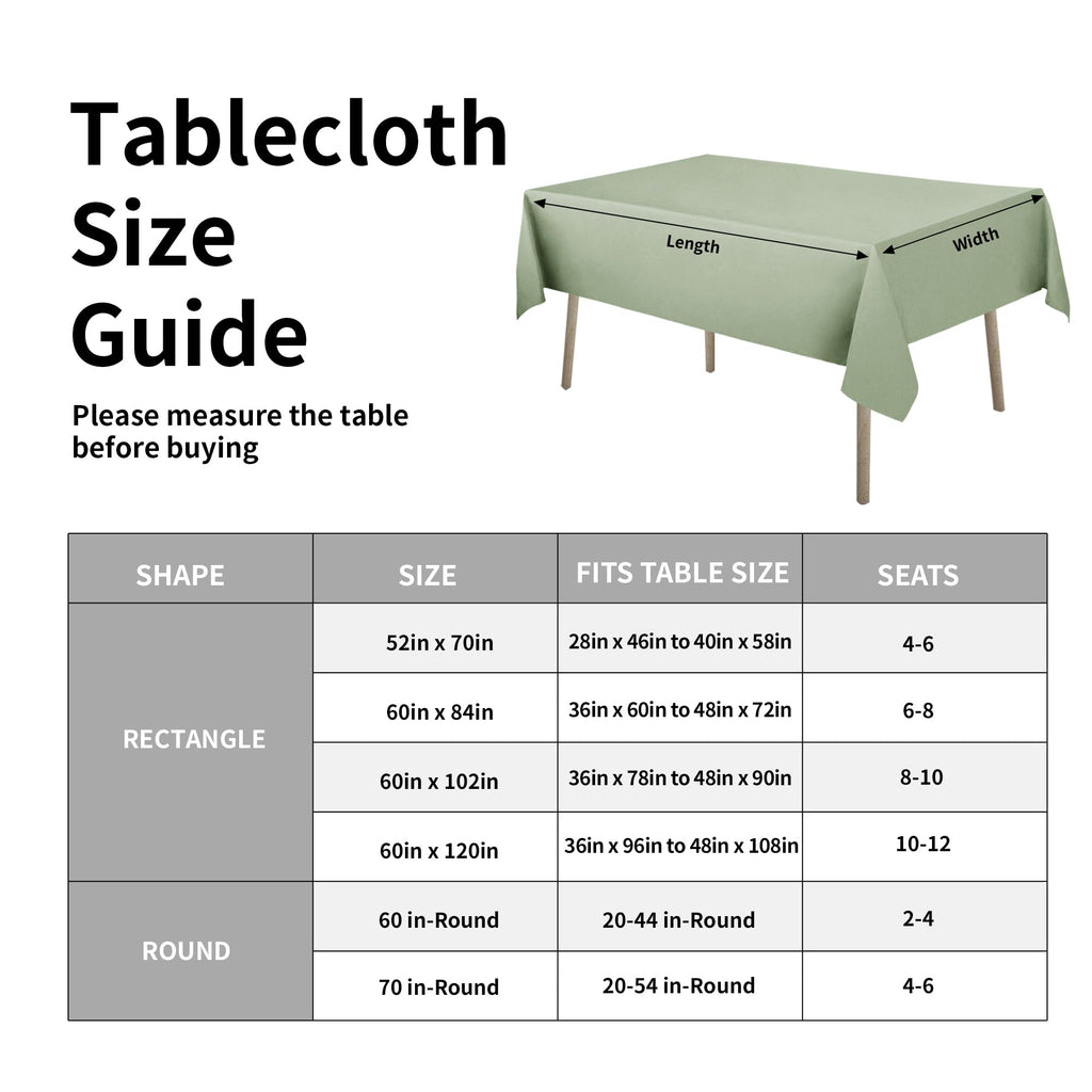 Waterproof Faux Linen Tablecloth, Rectangle, 60x120in, SageGreen