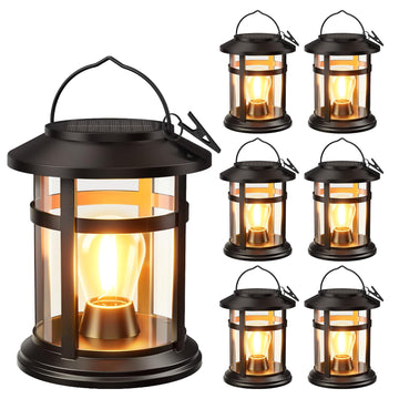 Lantern Outdoor Waterproof, 6 Pack Bright Hanging Solar Lights for Outside Decorative, Upgraded Solar Powered