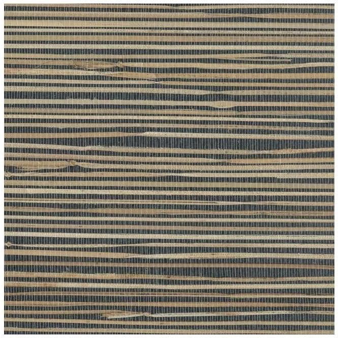 Wallcoverings NZ0786 Grasscloth Wallpaper by River Grass, Black, Cream, Beige, Khaki, Tan