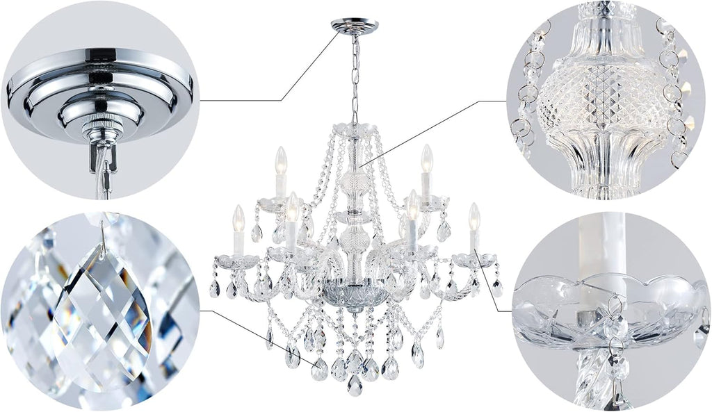 9 Light Modern Contemporary Elegant Crystal Glass Chandelier Pendant Ceiling Lighting Fixture A100-B07166Y84S