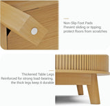 Coffee Table, Dual Oval Coffee Table with with Storage Cabinet and Sliding Tambour Door, 2-Tier Open Storage Shelf