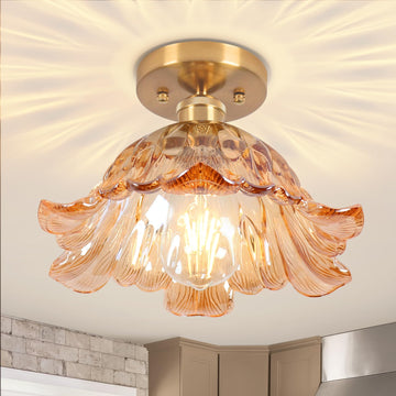 Semi Flush Mount Ceiling Light, Hallway Vintage Lights E26 Fixture Ceiling Green 11" Vintage Light Fixtures for Closet