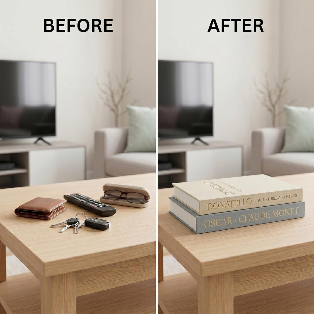 Decorative Books Decor Faux Books for Decoration with Secure Magnet Closure for Photo Storage and as - Set of 2