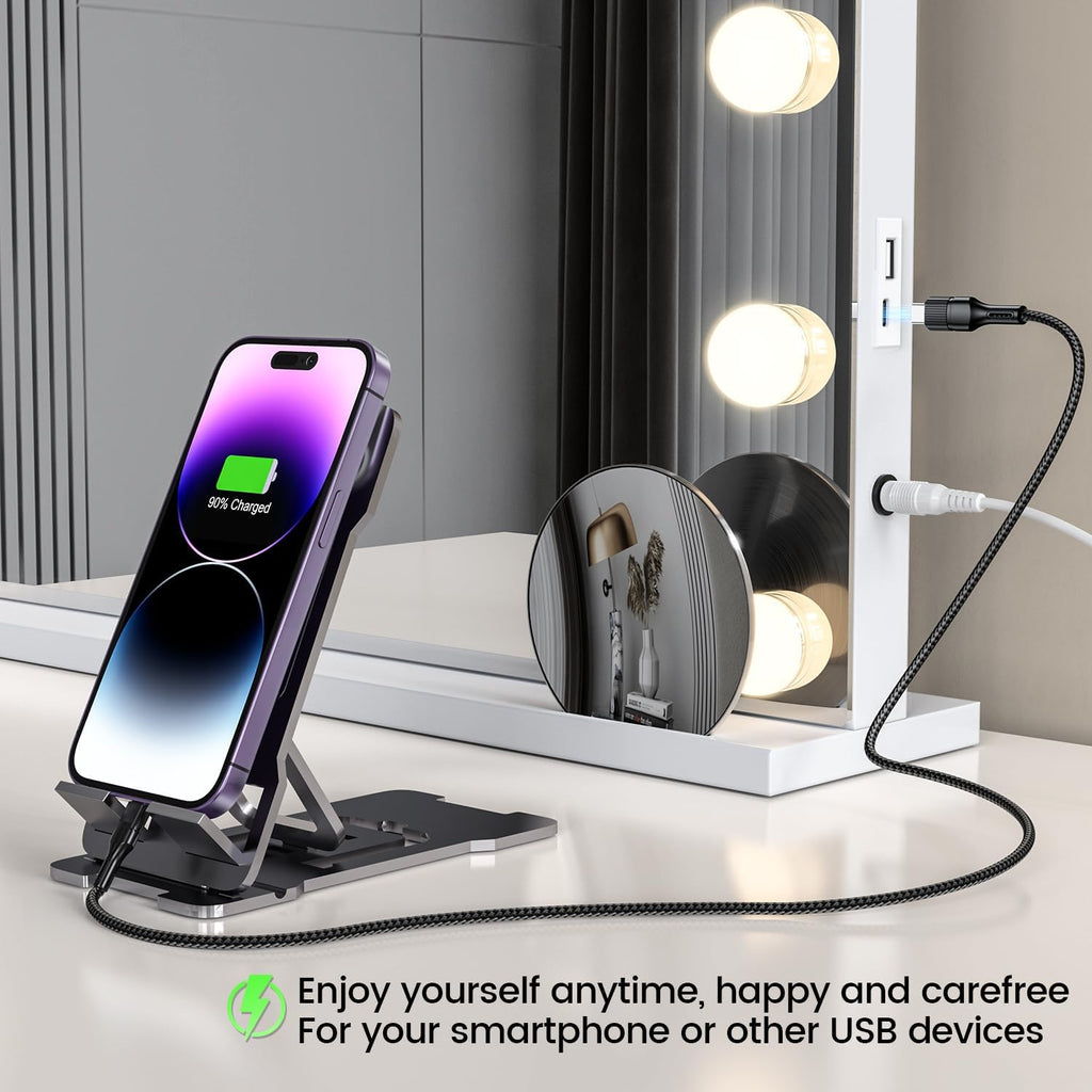Hollywood Vanity Mirror with 10X/15X Magnification and Lights, USB/Type-C Port Makeup Mirror with 15 Dimmable LED