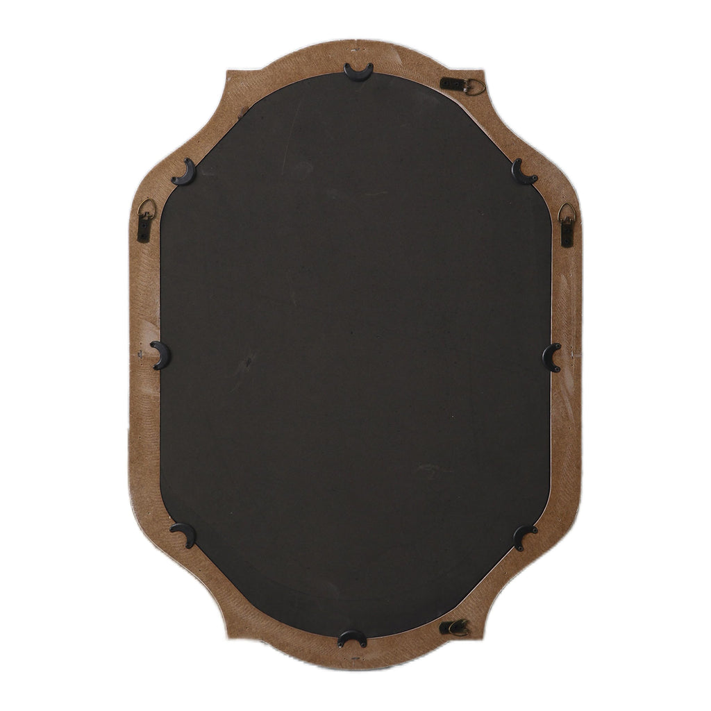 Rustic Scalloped Oval Mirror 28 X 20 Inch, Distressed White