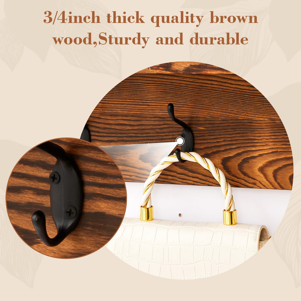 35 Inch Wall Shelf with Hooks and Shelf Organizer Wall Mount Coat Rack with 6 Hooks for Hanging