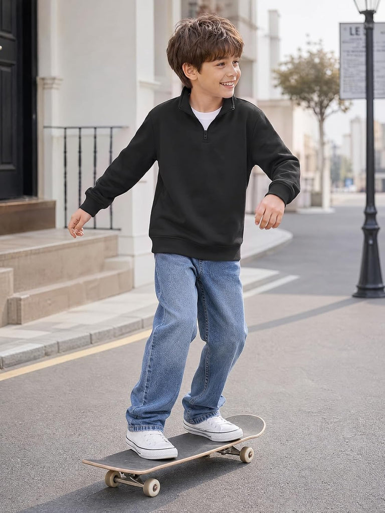 Boys Quarter Zip Sweatshirt Athletic Long Sleeve Pullover Tops