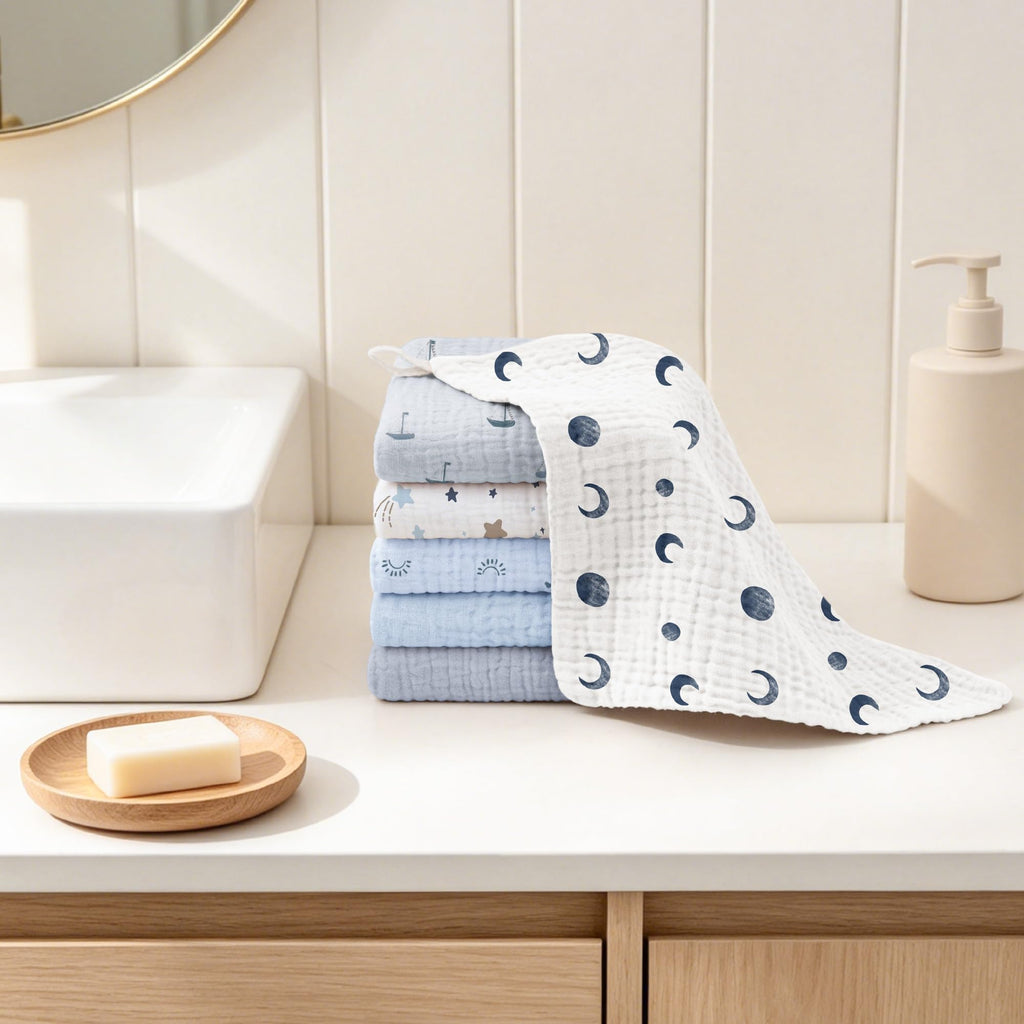 Muslin Baby Washcloths,100% Cotton Face Towels and Burp Cloths
