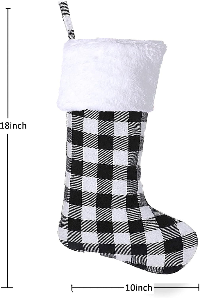 Christmas Stockings Set of 4, 20 Inch Buffalo Plaid Christmas Stockings