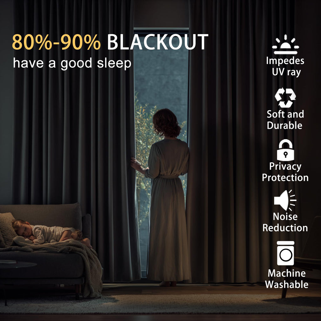 Short Curtains Kitchen Half Window Blackout Curtains with Tiebacks for Baseroom Shadows, Grommet Curtains, Set of 2
