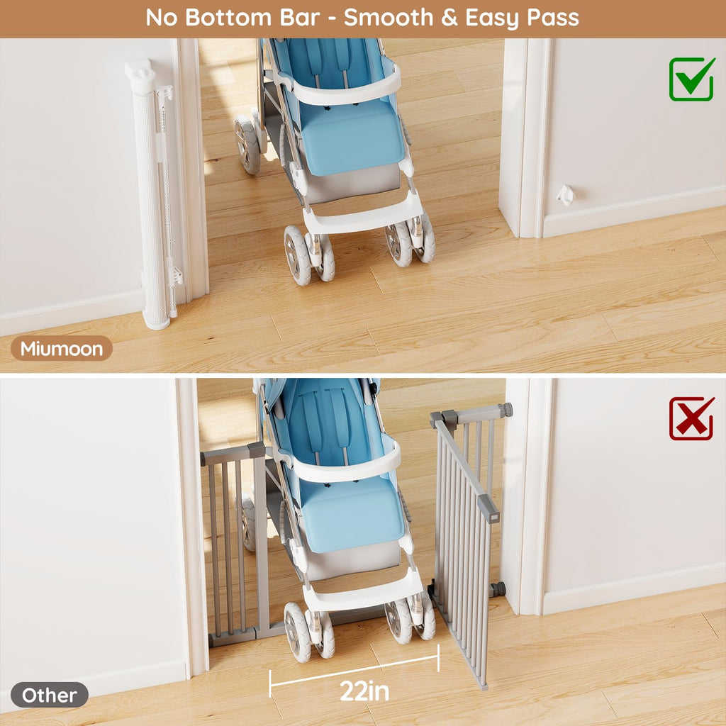 71 inch One-Hand Operation Retractable Baby Gates 34 inch Tall