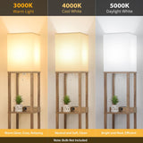 Modern Shelf Floor Lamp with Wireless Charger & Fast Charging USB Ports & Type C Port & 2 Power Outlets