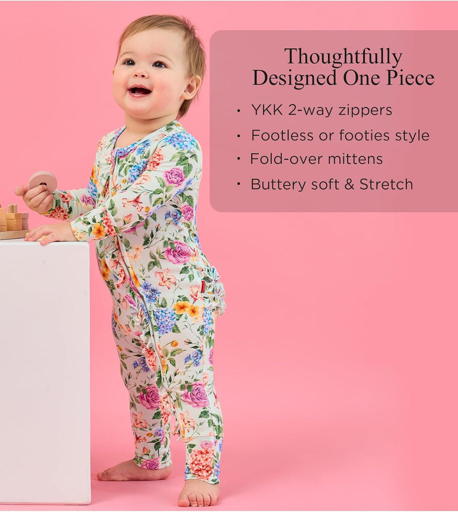 Bamboo Viscose Baby Girls Footless Sleeper Pajamas