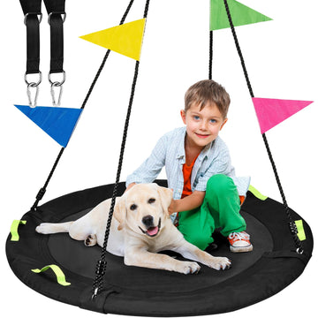 Tree Swing, 40 Inch Saucer Swing, Outdoor Swing, Black