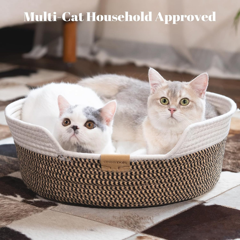 Handwoven Cat Basket Bed Cooling for Indoor Cat with Cushion