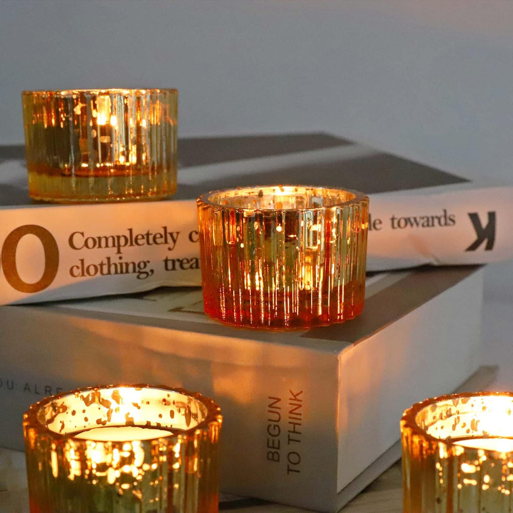24pcs Mercury Gold Votive Candle Holders for Christmas Decorations
