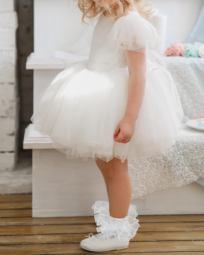 Toddler Girl Socks with Big Ruffle Lace Frilly Turn Cuff Dress Socks