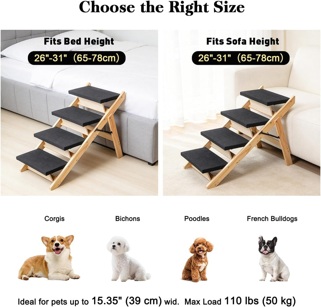 2-in-1 Dog Stairs/Ramp with 4 Steps