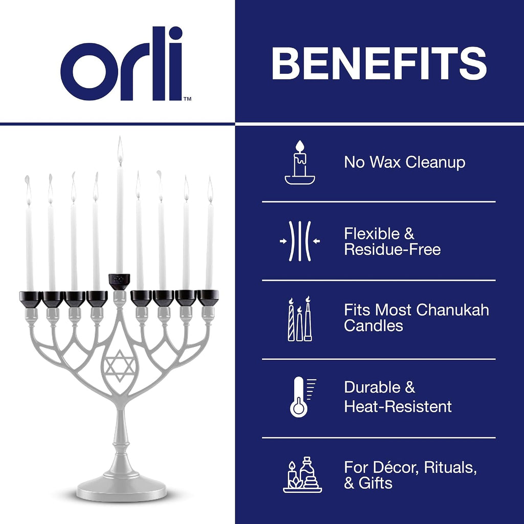 Reusable Silicone Chanukah Candle Cups (10-Pack) - Protect , Catch Wax Drips, Universal Fit for Standard Hanukkah - Set of 10