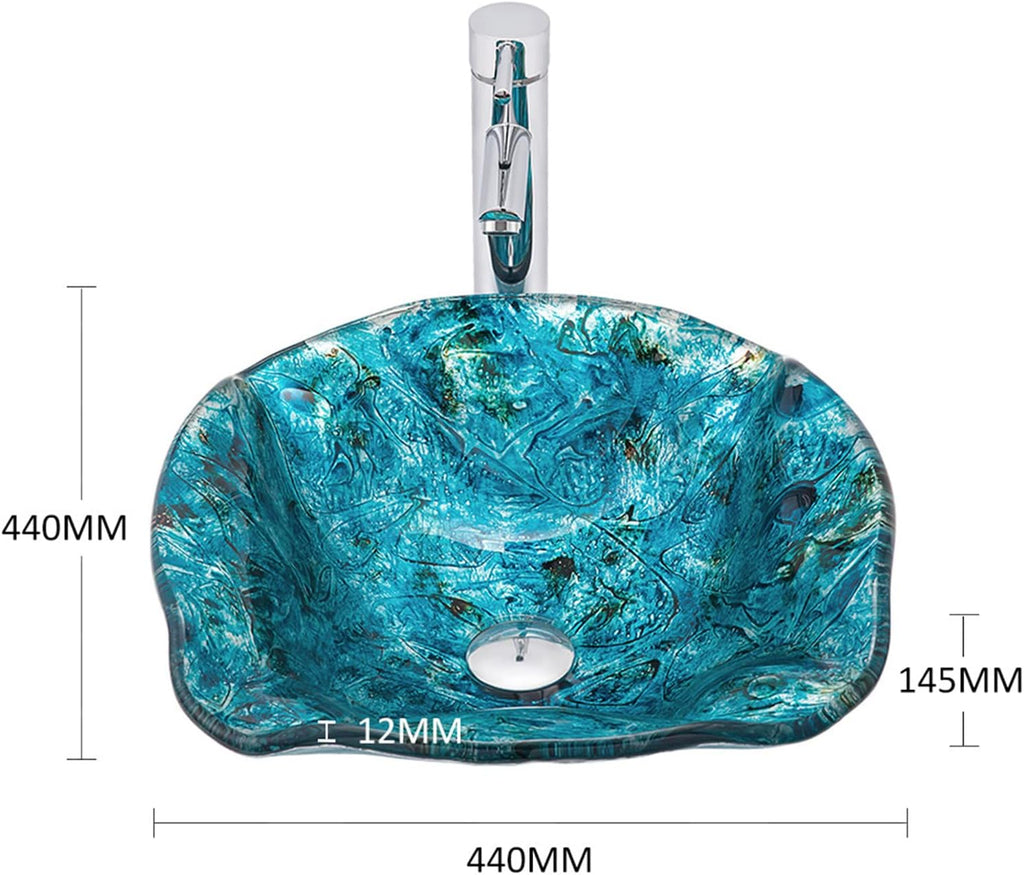 Bathroom Vessel Sinks Artistic Light Blue Tempered Glass Vessel Bowl Sink Counter Top Installation Bathroom Vanity