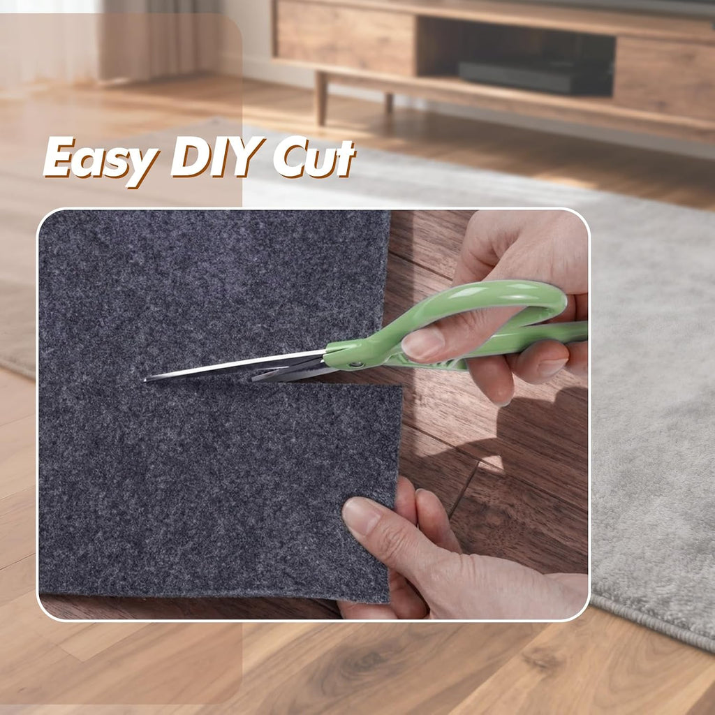 Non-Slip Rug Pad 6' x 9' - Felt & Rubber Underlay in Dark Gray, Waterproof & Grippy for Hardwood, Tile, Laminate - Set of 54