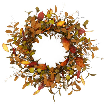 20" Fall Wreath for Front Door, Eucalyptus, Berry and Magnolia