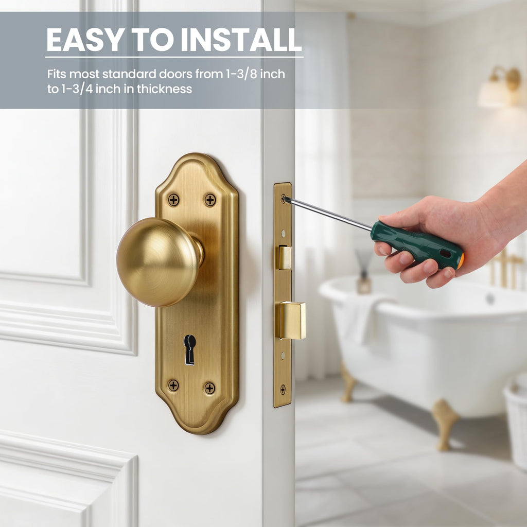 Mortise Lock Set for Interior Door, Antique Brass Finish