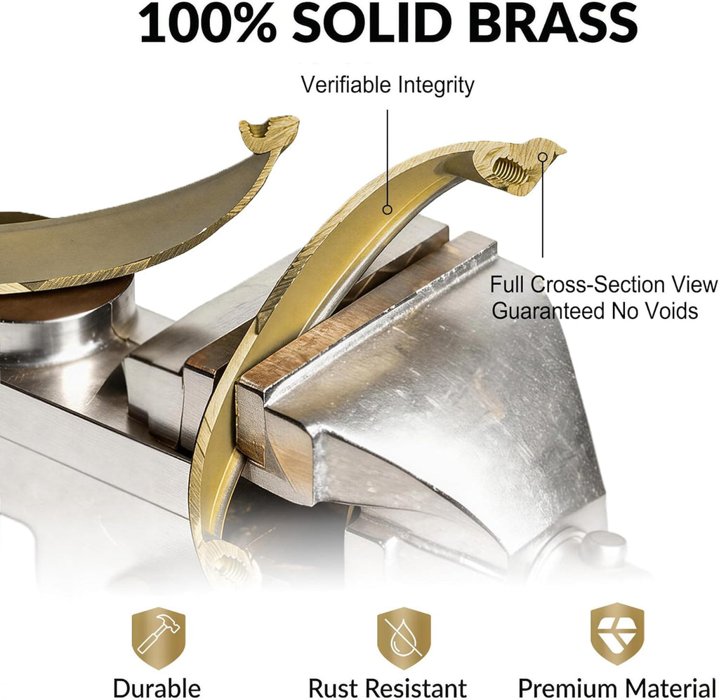 2-Pack Solid Brass Cabinet Bin Pulls,Gold Cup Drawer Dresser Handles,3-Inch Hole Center,Kitchen Cupboard Konbs