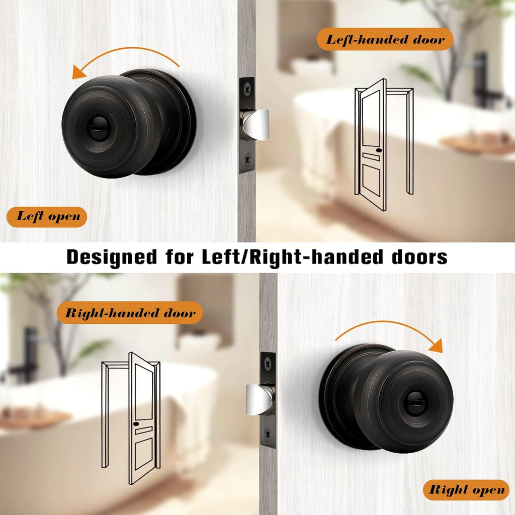 Oil Rubbed Bronze Door Knobs, Privacy Door Knob Bedroom, Interior Door Knobs with Thumb Turning Locking Button, 1 Pack