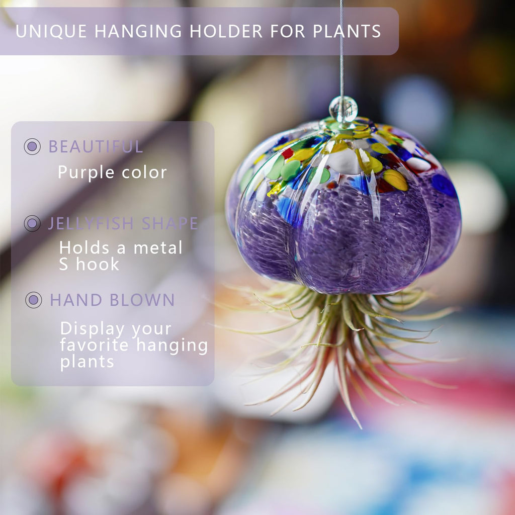 Hand Blown Glass Jellyfish Air Planter Hanging Garden Decor