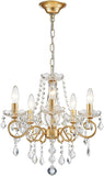 Mini Crystal Chandelier K9 Crystal Lighting Chandelier for Living Room 5 E12 Bulbs High 16.5 in x Diameter 16.9 in, Golden A110-B0BLL7LVKQ