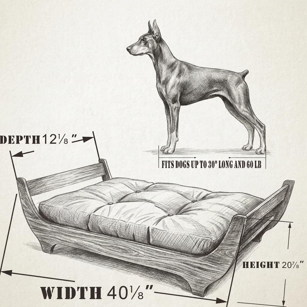 Wood Elevated Raised Dog Bed Frame Mat Set, WoodPattern, 60 lb